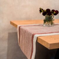 RED THIN STRIPES RUSTIC LINEN RUNNER