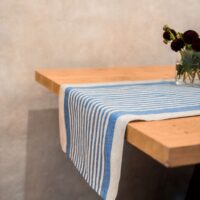 BLUE THIN STRIPES RUSTIC LINEN RUNNER