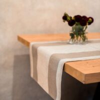 TWO BEIGE STRIPES RUSTIC LINEN RUNNER