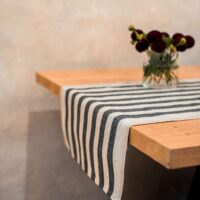 BLACK STRIPES RUSTIC LINEN RUNNER