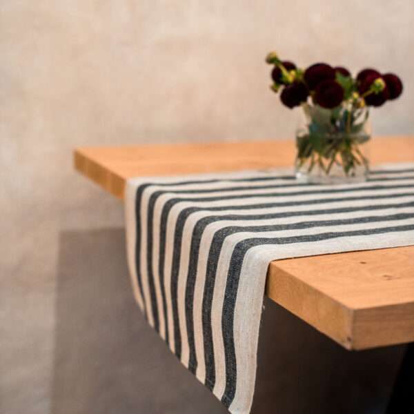 BLACK STRIPES RUSTIC LINEN RUNNER BLACK STRIPES RUSTIC LINEN RUNNER
