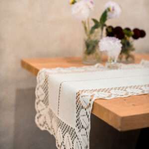 Classic White Linen Runner with Lace