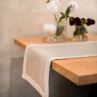 CLASSIC GREY LINEN RUNNER WITH FIELDFLOWER BORDER