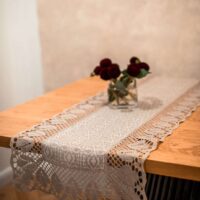Classic Jacquard Linen Runner with Lace