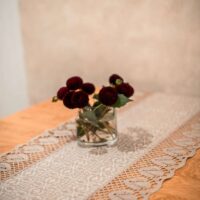 Classic Jacquard Linen Runner with Lace