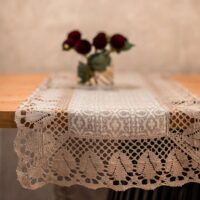 Classic Jacquard Linen Runner with Lace