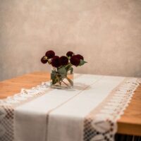 Classic White Linen Runner with Lace