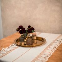 Classic White Linen Runner with Lace