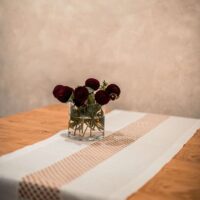 Classic White Linen Runner with Lace in the Middle