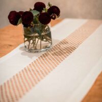 Classic White Linen Runner with Lace in the Middle