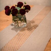 Classic Grey Linen Runner with Lace in the Middle
