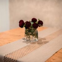 Classic Grey Linen Runner with Lace in the Middle