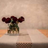 Classic Grey Linen Runner with Lace in the Middle