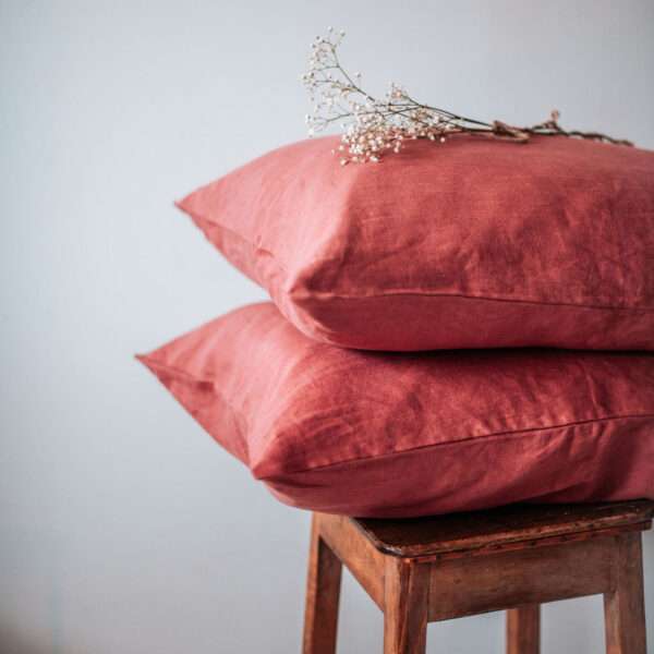 Terracotta Linen Pillow Case