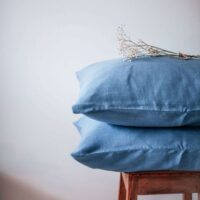 Blue Linen Pillow Case