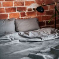 Dark Grey Washed Linen Bed Set