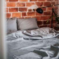 Dark Grey Washed Linen Bed Set