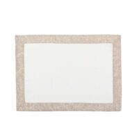 Classic White Linen Placemat with Flower Pattern Border