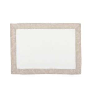 Classic White Linen Placemat with Flower Pattern Border