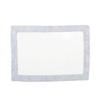 Classic White Linen Placemat with Light Blue Paisley Border