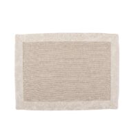 Classic Grey Linen Placemat with Flower Pattern Border