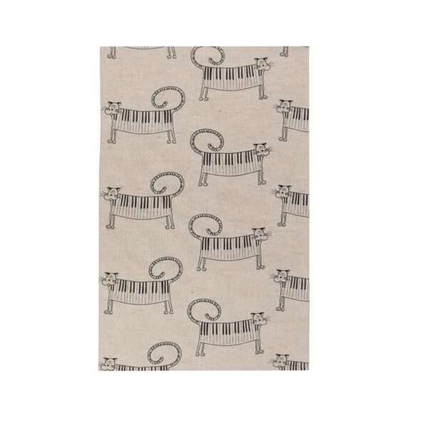 Linen tea towel - Cat piano linen fabric - Nordic Linen Linen tea towel - Cat piano linen fabric - Nordic Linen