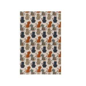 Linen tea towel - Colorful cats linen fabric - Nordic Linen