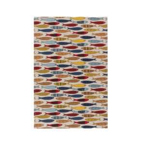 Linen tea towel - Colorful fishes linen fabric - Nordic Linen
