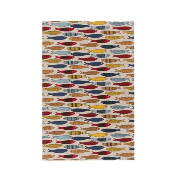 Linen tea towel - Colorful fishes linen fabric - Nordic Linen Linen tea towel - Colorful fishes linen fabric - Nordic Linen