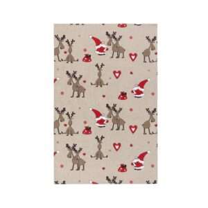 Linen tea towel - Christmas reindeer linen fabric - Nordic Linen