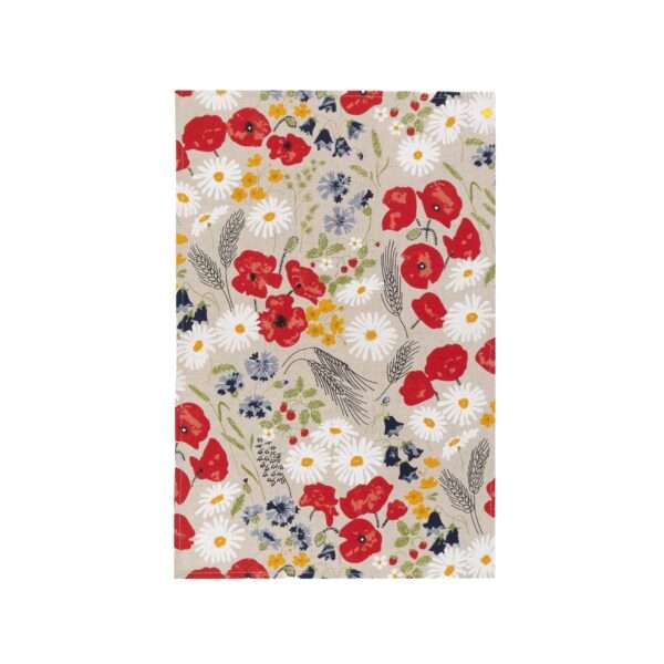 Linen tea towel - Poppies and daisies linen fabric - Nordic Linen Linen tea towel - Poppies and daisies linen fabric - Nordic Linen