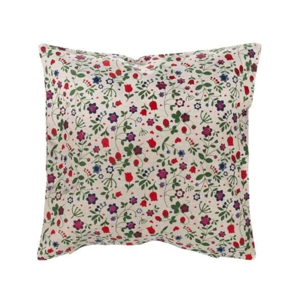 Linen cushion cover - Wild strawberry and flowers linen fabric - Nordic Linen