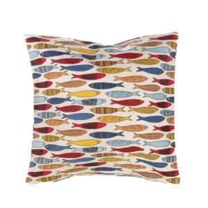 Linen cushion cover - Colorful fishes linen fabric - Nordic Linen