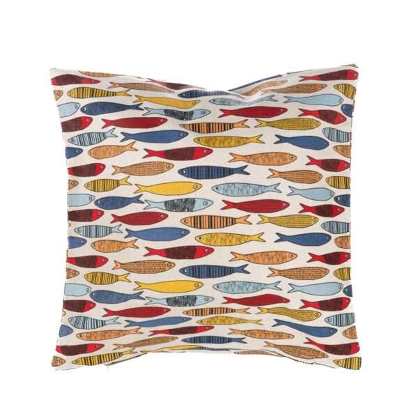 Linen cushion cover - Colorful fishes linen fabric - Nordic Linen