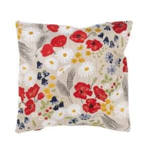 Linen cushion cover - Poppies and daisies linen fabric - Nordic Linen