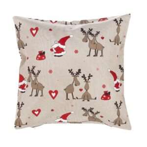 Linen cushion cover - Christmas reindeer linen fabric - Nordic Linen
