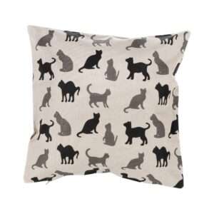 Linen cushion cover - Black and grey cats linen fabric - Nordic Linen