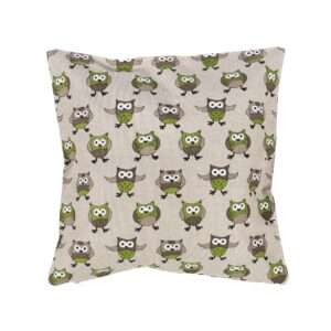 Linane padjakate - Rohelised öökullid linasest kangast - Nordic Linen