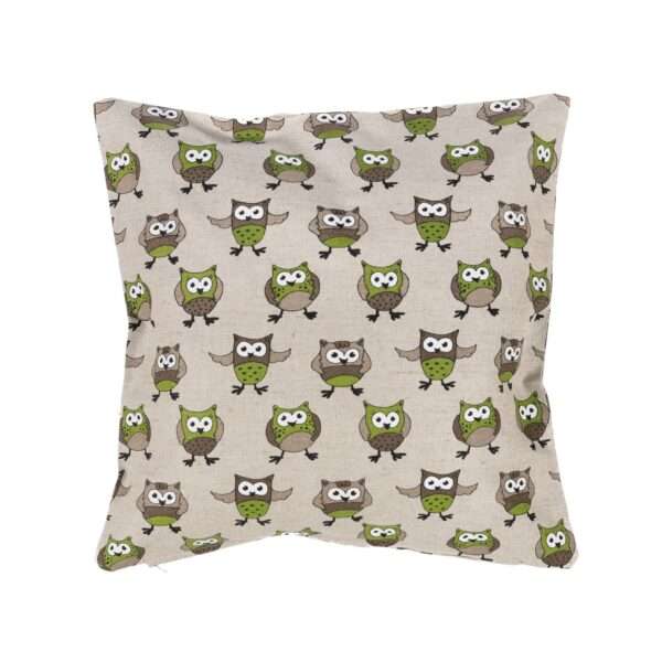 Linane padjakate - Rohelised öökullid linasest kangast - Nordic Linen