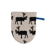 Linen oven mitt - Black reindeers linen fabric - Nordic Linen