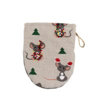 Linen oven mitt - Christmas mouse linen fabric - Nordic Linen