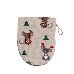 Linen oven mitt - Christmas mouse linen fabric - Nordic Linen