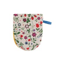 Linen oven mitt - Wild strawberry and flowers linen fabric - Nordic Linen