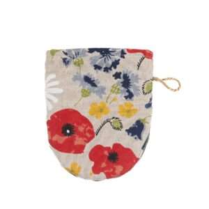 Linen oven mitt - Poppies and daisies linen fabric - Nordic Linen
