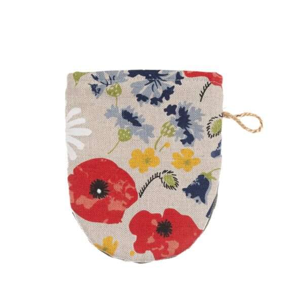 Linen oven mitt - Poppies and daisies linen fabric - Nordic Linen