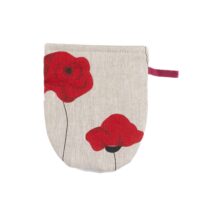 Linen oven mitt - Red poppies linen fabric - Nordic Linen