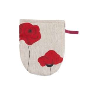 Linen oven mitt - Red poppies linen fabric - Nordic Linen