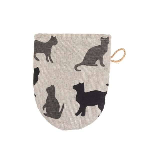 Linen oven mitt - Black and grey cat linen fabric - Nordic Linen