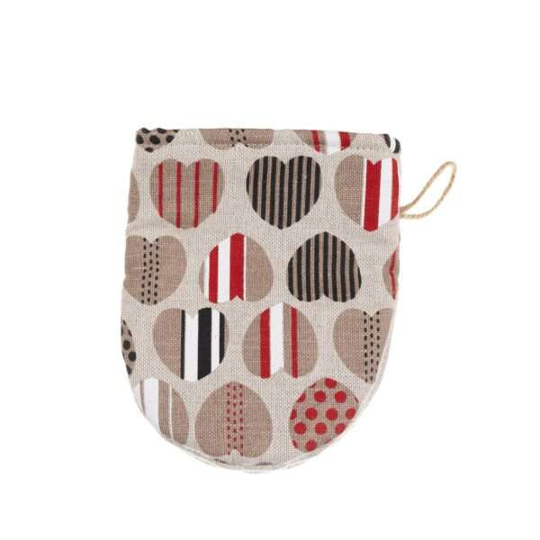 Linen oven mitt - Hearts linen fabric - Nordic Linen Linen oven mitt - Hearts linen fabric - Nordic Linen