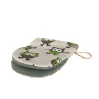 Linen oven mitt - Green owls linen fabric - Nordic Linen